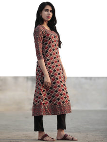Brown Maroon Black Ajrakh Hand Block Printed Kurta - K32F1178