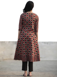 Brown Maroon Black Ajrakh Hand Block Printed Kurta - K32F1178