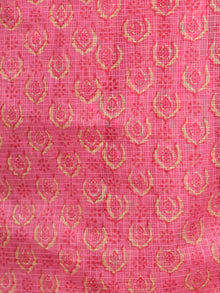 Pink Yellow Hand Block Printed Kota Doria Saree in Natural Colors - S031703097