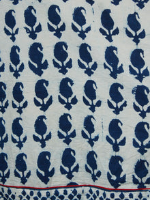 Indigo Ivory Cotton Block Printed Suit - Set of 3 - SS01F016