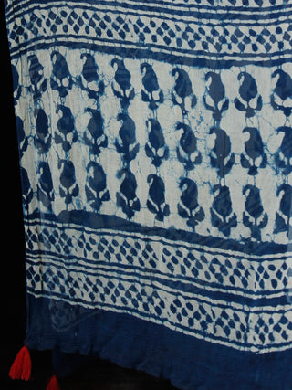 Indigo Ivory Cotton Block Printed Suit - Set of 3 - SS01F016