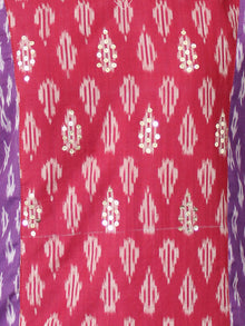 Purple Maroon Ivory Silk Cotton Ikat Kurta & Pants (Set of 2) - SS01F1437