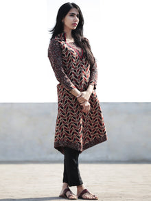 Brown Maroon Black Ajrakh Hand Block Printed Kurta - K33F1173