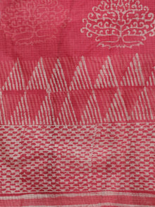 Pink Ivory Hand Block Printed Kota Doria Saree in Natural Colors - S031702862