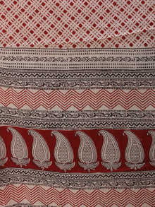 Brick Red White Bagh Hand Block Printed Cotton Suit-Salwar Fabric With Cotton Dupatta (Set of 3) - SU01HB420