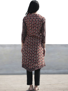 Brown Maroon Black Ajrakh Hand Block Printed Kurta - K33F1173