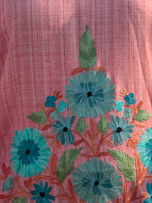Pink Blue Green Rust Aari Embroidered Short Kashmere Kaftan  - K11K030