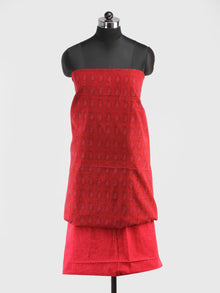 Cherry Red Black Bagh Hand Block Printed Cotton Suit-Salwar Fabric With Cotton Dupatta (Set of 3) - SU01HB421