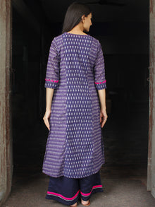Purple Grey Silk Cotton Ikat Sequence Work Kurta & Palazzo (Set of 2) - SS01F1439
