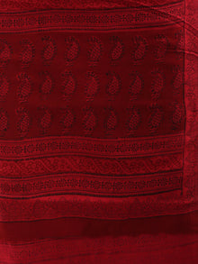 Cherry Red Black Bagh Hand Block Printed Cotton Suit-Salwar Fabric With Cotton Dupatta (Set of 3) - SU01HB421