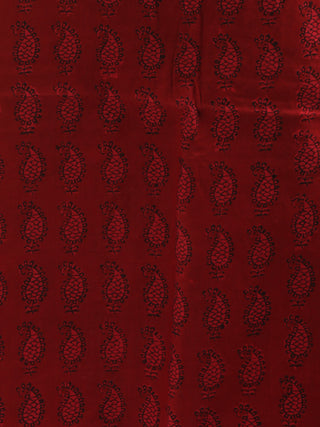 Cherry Red Black Bagh Hand Block Printed Cotton Suit-Salwar Fabric With Cotton Dupatta (Set of 3) - SU01HB421