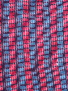 Indigo Red Purple Ivory Kantha Stitched  Cotton Block Printed Suit - Set of 3 - SS01F018