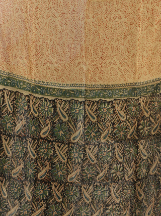 Black Green OffWhite Hand Block Printed Cotton Suit-Salwar Fabric With Chiffon Dupatta (Set of 3) - SU01HB439