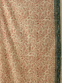 Black Green OffWhite Hand Block Printed Cotton Suit-Salwar Fabric With Chiffon Dupatta (Set of 3) - SU01HB439