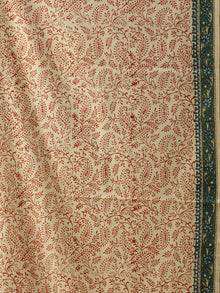Black Green OffWhite Hand Block Printed Cotton Suit-Salwar Fabric With Chiffon Dupatta (Set of 3) - SU01HB439