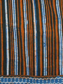 Indigo Rust Ivory Kantha Stitched Cotton Block Printed Suit - Set of 3 - SS01F019