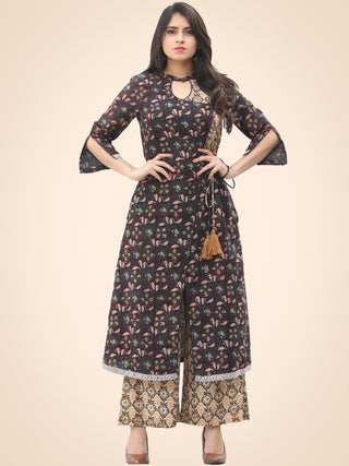 Rozana Night Flowers Kurta Palazzo Set - KS02AS1139