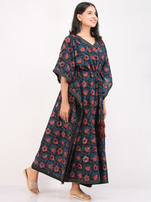 Indigo Maroon Black Hand Block Printed Kaftan - K160F1220