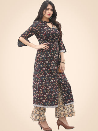 Rozana Night Flowers Kurta Palazzo Set - KS02AS1139