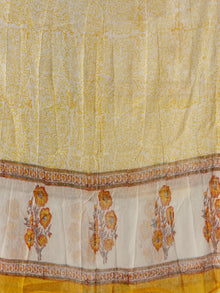 White Yellow Orange Hand Block Printed Cotton Suit-Salwar Fabric With Chiffon Dupatta (Set of 3) - SU01HB423