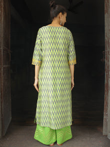 Green Yellow Silk Cotton Ikat Kurta & Pants (Set of 2)  - SS01F1430