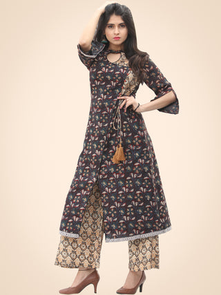 Rozana Night Flowers Kurta Palazzo Set - KS02AS1139
