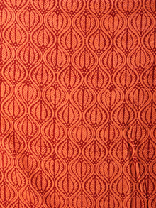 Orange Rust Black Bagh Hand Block Printed Cotton Suit-Salwar Fabric With Chiffon Dupatta (Set of 3) - SU01HB405