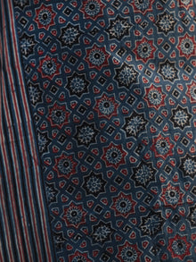 Indigo Red Black Hand Printed Ajrakh Kurta With Stand Collar - K48F1196