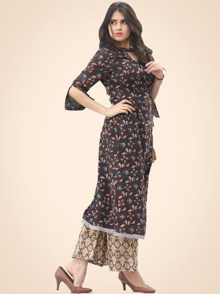 Rozana Night Flowers Kurta Palazzo Set - KS02AS1139