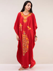 Red Aari Embroidered Kashmere Free Size Kaftan  - K12K066