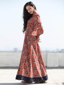 Gulzar Inaara - Urave Cut  Hand Block Printed Dress With Deep Neck - D457FKKK
