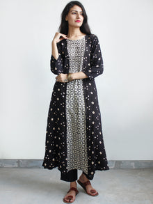 Black Ivory Bandhani and Hand Block Printed Glace Cotton Kurta  - K167FXXX