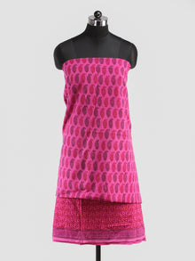 Magenta Black Red Bagh Hand Block Printed Cotton Suit-Salwar Fabric With Cotton Dupatta (Set of 3) - SU01HB423