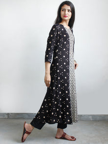 Black Ivory Bandhani and Hand Block Printed Glace Cotton Kurta  - K167FXXX
