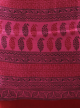 Magenta Black Red Bagh Hand Block Printed Cotton Suit-Salwar Fabric With Cotton Dupatta (Set of 3) - SU01HB423