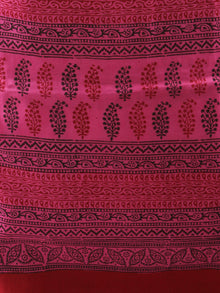 Magenta Black Red Bagh Hand Block Printed Cotton Suit-Salwar Fabric With Cotton Dupatta (Set of 3) - SU01HB423