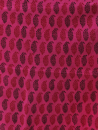 Magenta Black Red Bagh Hand Block Printed Cotton Suit-Salwar Fabric With Cotton Dupatta (Set of 3) - SU01HB423