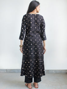 Black Ivory Bandhani and Hand Block Printed Glace Cotton Kurta  - K167FXXX