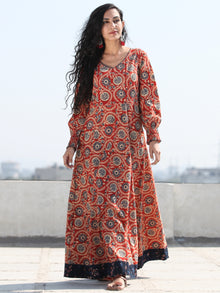Gulzar Inaara - Urave Cut  Hand Block Printed Dress With Deep Neck - D457FKKK