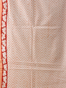 Peach Green Red Hand Block Printed Cotton Suit-Salwar Fabric With Chiffon Dupatta (Set of 3) - SU01HB440