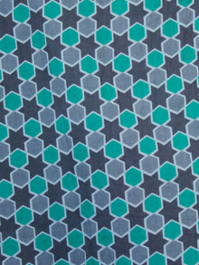 Sea Green Grey White Cotton Block Printed Suit - Set of 3 - SS01F020