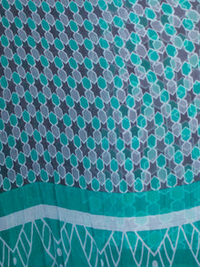Sea Green Grey White Cotton Block Printed Suit - Set of 3 - SS01F020