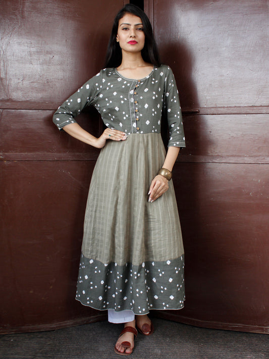 Grey Ivory Bandhani  Printed Glace Cotton Kurta  - K168FXXX