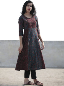 Maroon Green Indigo Black Hand Printed Ajrakh Kurta - K37F1203