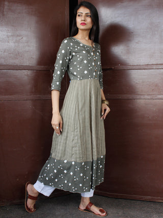 Grey Ivory Bandhani  Printed Glace Cotton Kurta  - K168FXXX