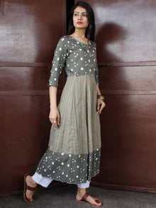 Grey Ivory Bandhani  Printed Glace Cotton Kurta  - K168FXXX