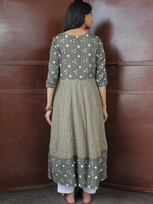 Grey Ivory Bandhani  Printed Glace Cotton Kurta  - K168FXXX