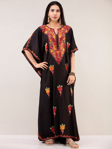 Black Aari Embroidered Kashmere Free Size Kaftan  - K12K040