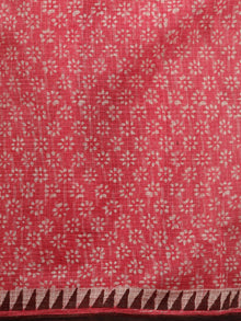 Pink Brown Ivory Hand Block Printed Kota Doria Saree in Natural Colors - S031702867