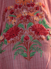 Pink Rust Green Orange Aari Embroidered Short Kashmere Kaftan  - K11K035
